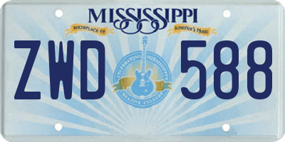 MS license plate ZWD588