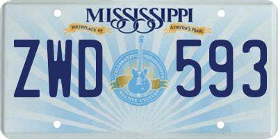MS license plate ZWD593