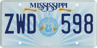 MS license plate ZWD598