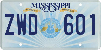 MS license plate ZWD601