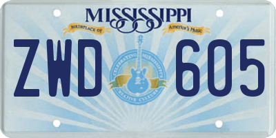 MS license plate ZWD605