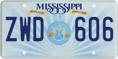 MS license plate ZWD606