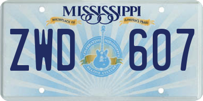 MS license plate ZWD607