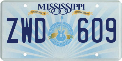 MS license plate ZWD609