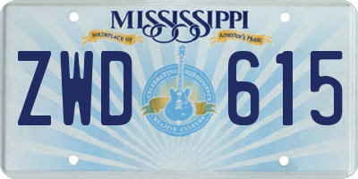 MS license plate ZWD615
