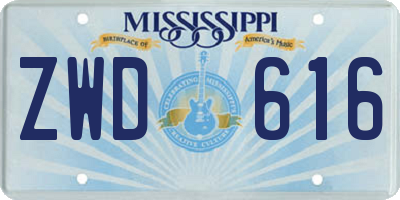 MS license plate ZWD616