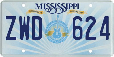 MS license plate ZWD624