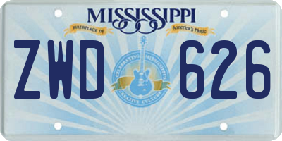 MS license plate ZWD626