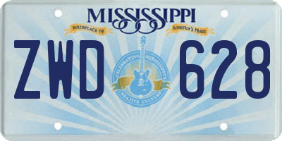 MS license plate ZWD628