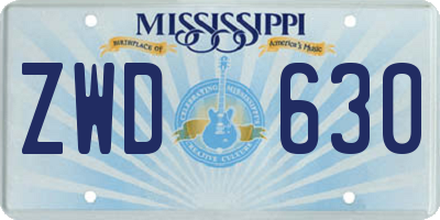 MS license plate ZWD630