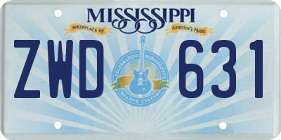MS license plate ZWD631