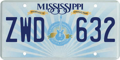 MS license plate ZWD632
