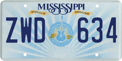 MS license plate ZWD634