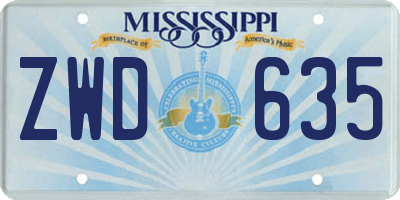 MS license plate ZWD635