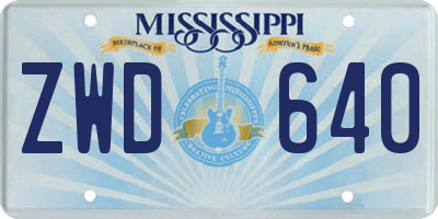 MS license plate ZWD640