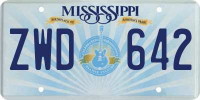 MS license plate ZWD642
