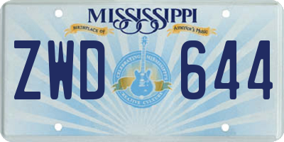 MS license plate ZWD644