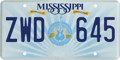 MS license plate ZWD645