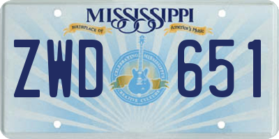 MS license plate ZWD651