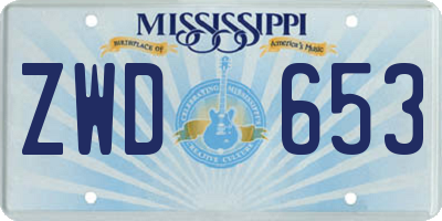 MS license plate ZWD653