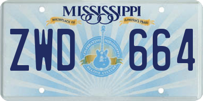 MS license plate ZWD664