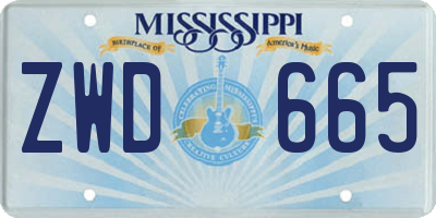 MS license plate ZWD665