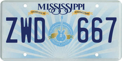 MS license plate ZWD667