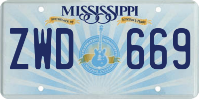 MS license plate ZWD669