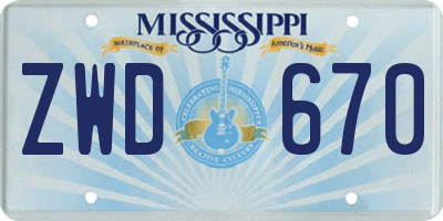 MS license plate ZWD670