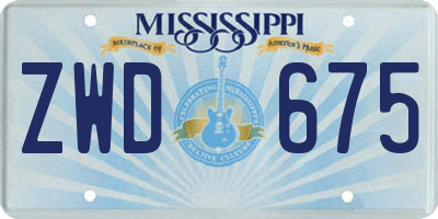 MS license plate ZWD675