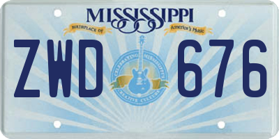 MS license plate ZWD676