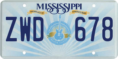 MS license plate ZWD678
