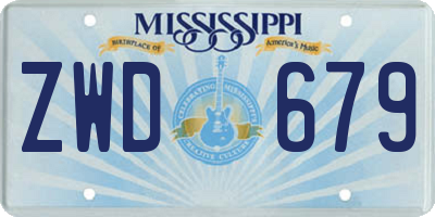 MS license plate ZWD679