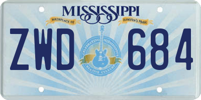 MS license plate ZWD684