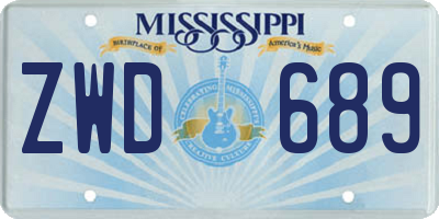 MS license plate ZWD689