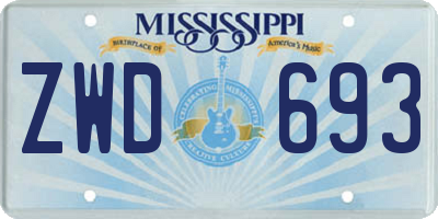 MS license plate ZWD693