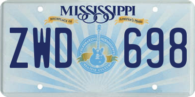 MS license plate ZWD698