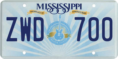 MS license plate ZWD700