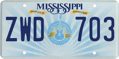 MS license plate ZWD703