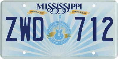 MS license plate ZWD712