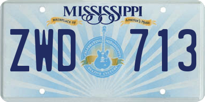 MS license plate ZWD713