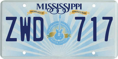 MS license plate ZWD717