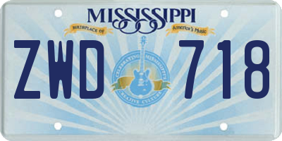 MS license plate ZWD718