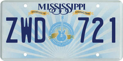 MS license plate ZWD721