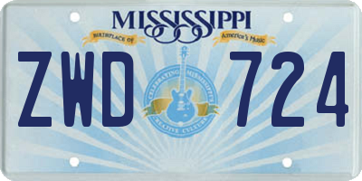 MS license plate ZWD724