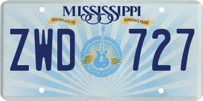 MS license plate ZWD727