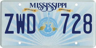 MS license plate ZWD728