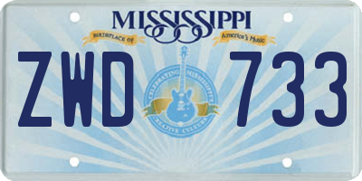 MS license plate ZWD733