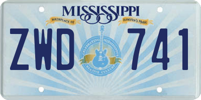 MS license plate ZWD741