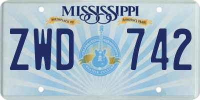 MS license plate ZWD742